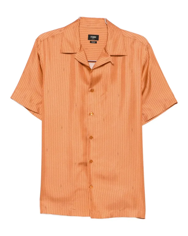 Fendi Seidenhemd mit Logo-Streifen - Orange Orange