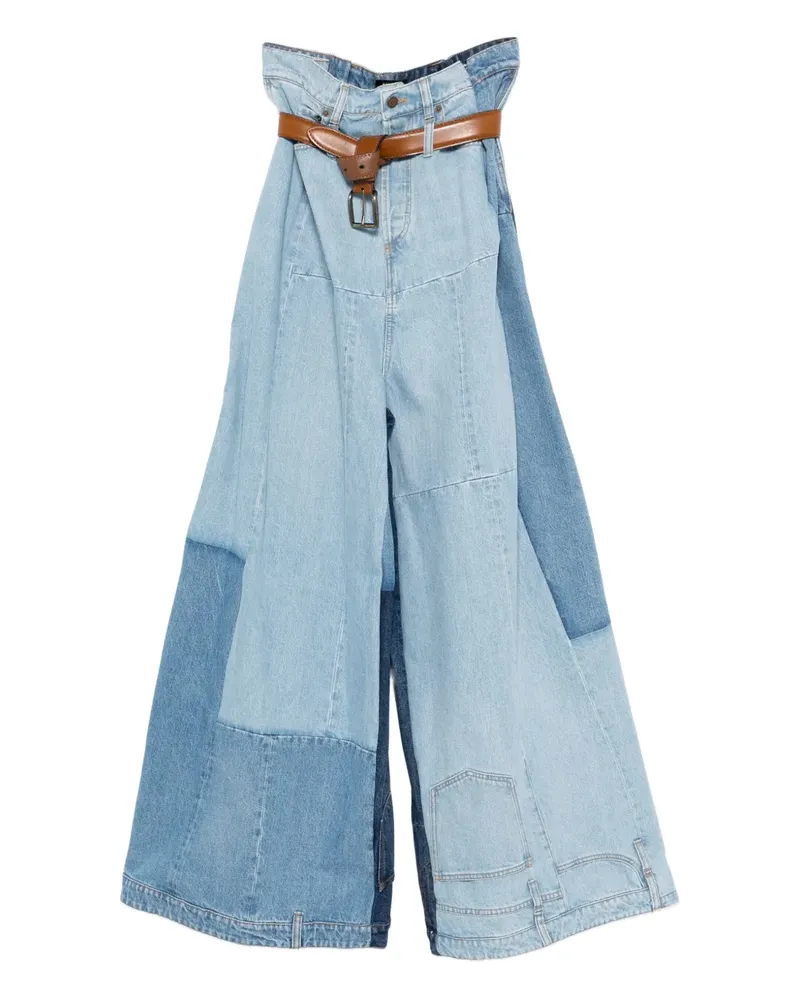 A.W.A.K.E. patchwork belted jeans - Blau Blau