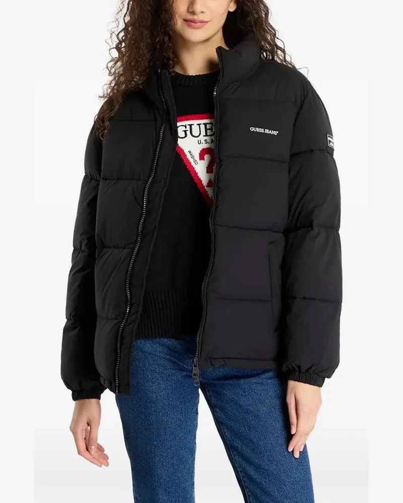 Guess Gefütterte Jacke mit Logo-Print - Schwarz Schwarz