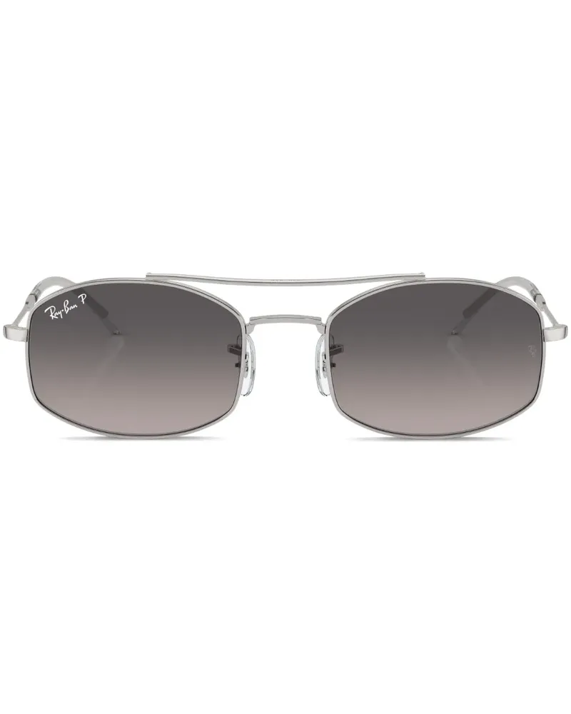Ray Ban Eckige Sonnenbrille mit Logo-Print - Silber Silber