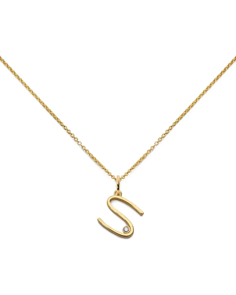 Monica Vinader S-Anhänger mit Diamant - Gold Gold