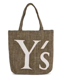 Yohji Yamamoto Jute-Shopper mit Logo-Print Nude