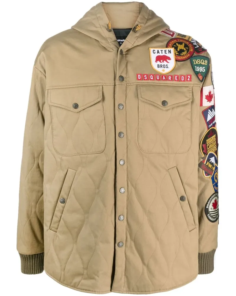 Dsquared2 Kapuzenjacke mit Patch-Detail - Braun Braun