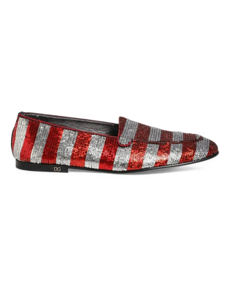 Dolce & Gabbana sequin-embellished flag-print loafers - Rot Rot