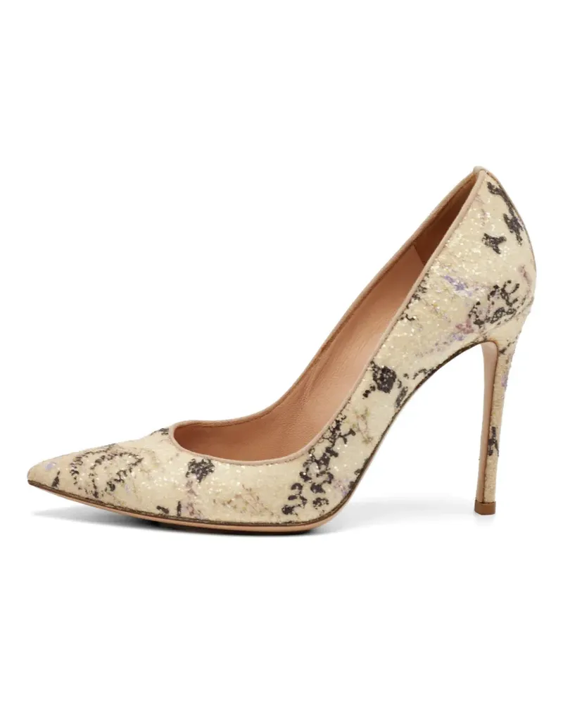 Gianvito Rossi sequin-embellished pointed-toe pumps - Nude Nude