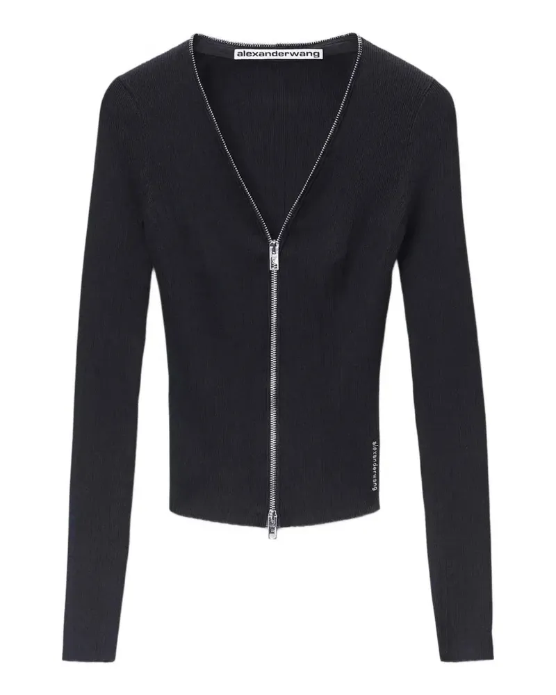 Alexander Wang ribbed-knit zip-up cardigan - Schwarz Schwarz