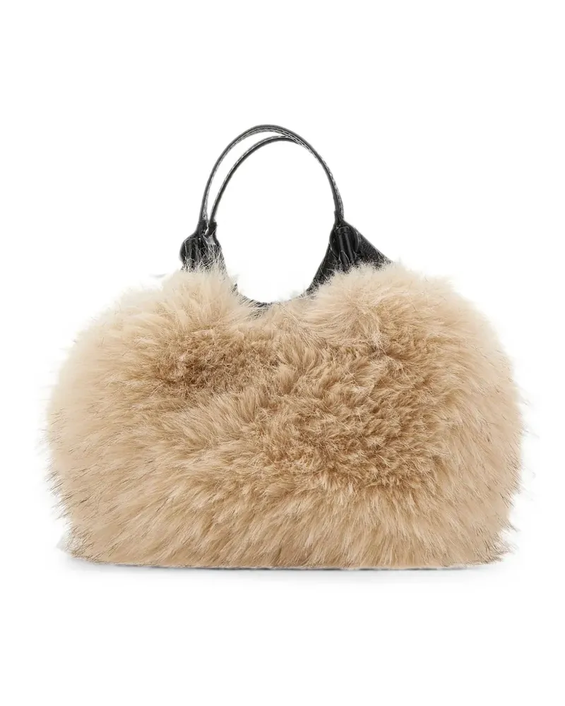 Gianni Chiarini Dua faux-fur tote bag - Nude Nude