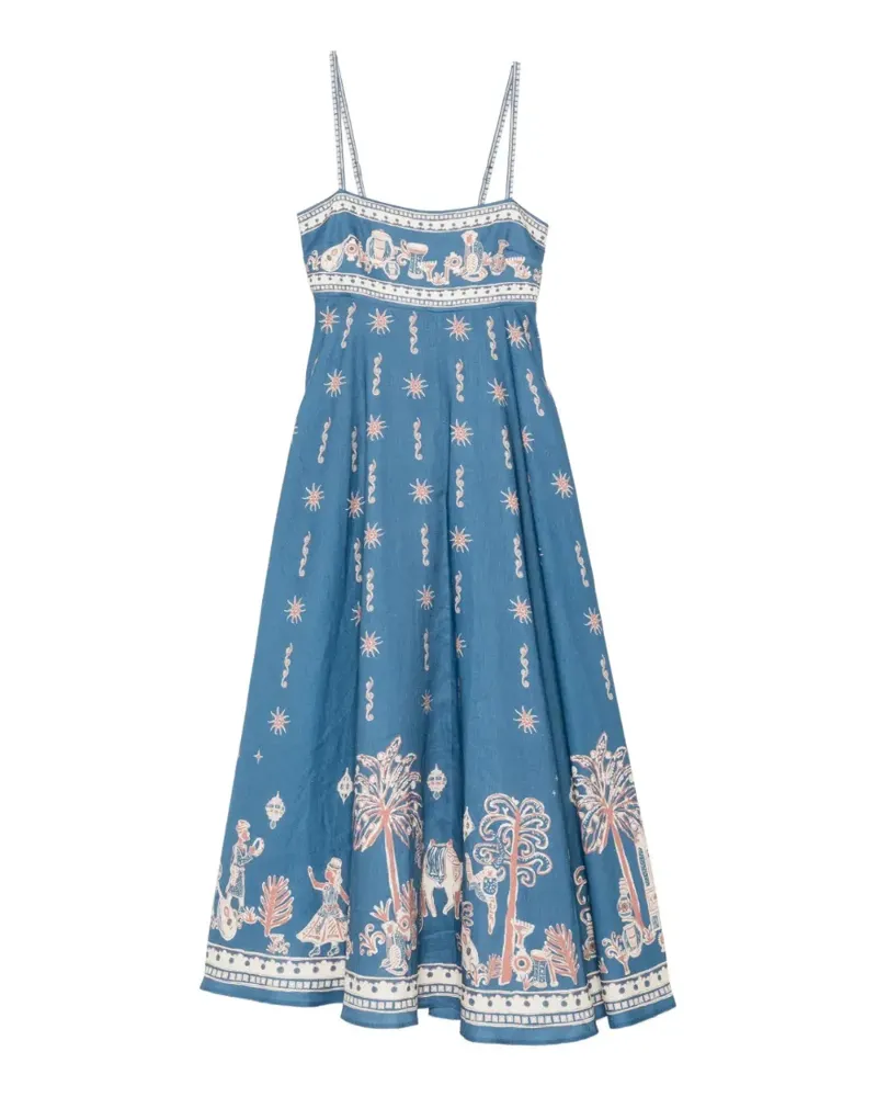 ALEMAIS Acacia Midikleid mit Print - Blau Blau