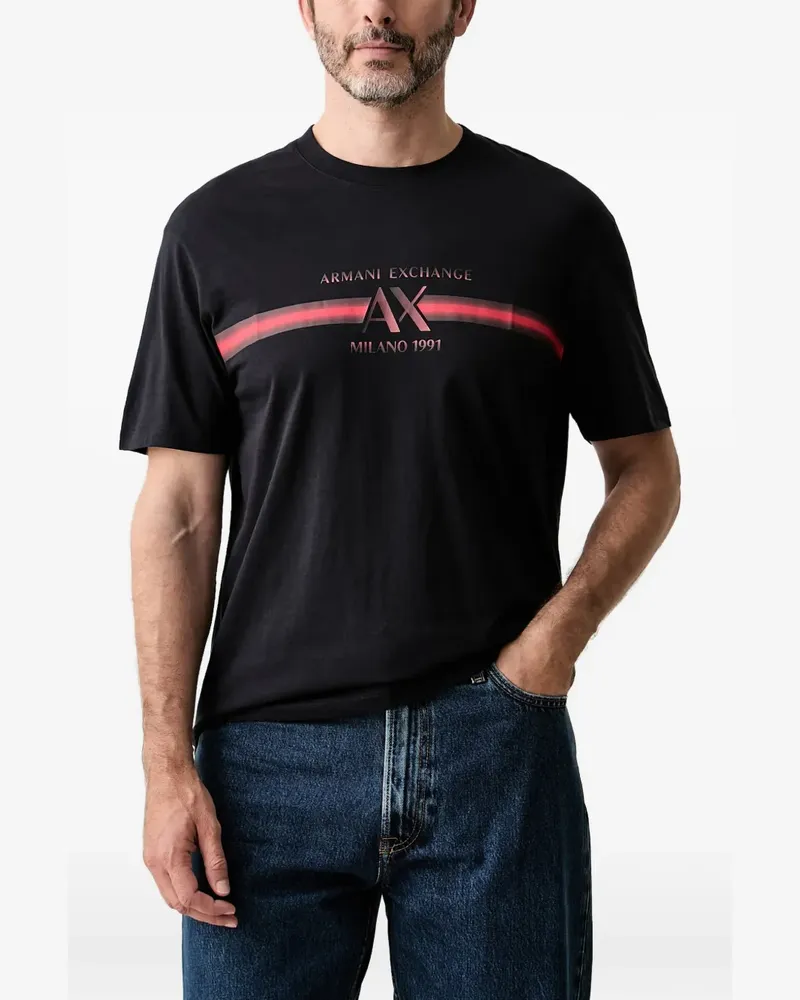 Armani Exchange logo-print crew-neck T-shirt - Schwarz Schwarz