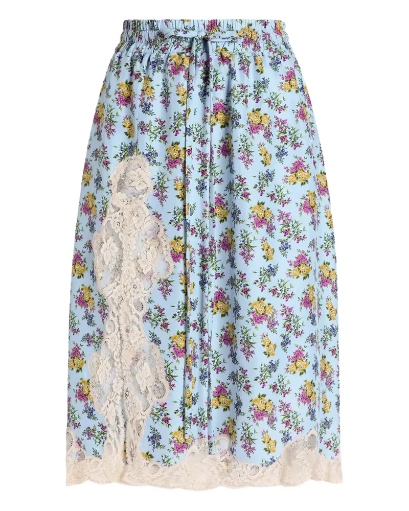 Dolce & Gabbana Spitzenrock mit Blumen-Print - Blau Blau