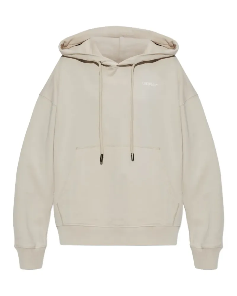 OFF-WHITE logo-print drawstring hoodie - Nude Nude
