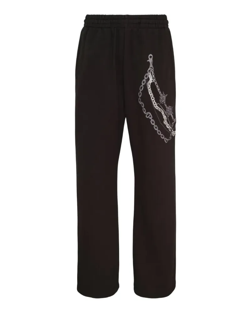 WE 11 DONE Trompe-l'oeil chain-print track pants - Schwarz Schwarz