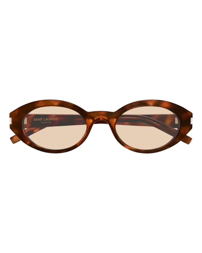 Saint Laurent Sonnenbrille mit ovalem Gestell - Braun Braun