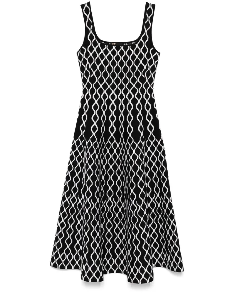 Maje Midikleid mit geometrischem Print - Schwarz Schwarz