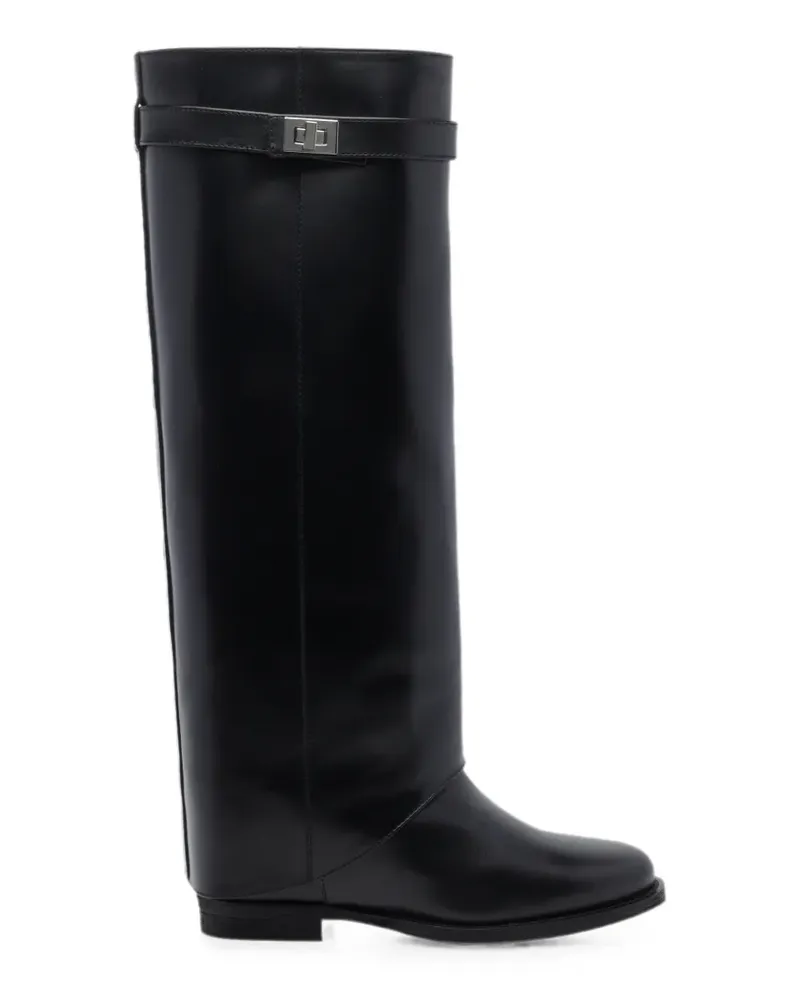 Via Roma 15 Kniehohe Stiefel mit Schloss - Schwarz Schwarz