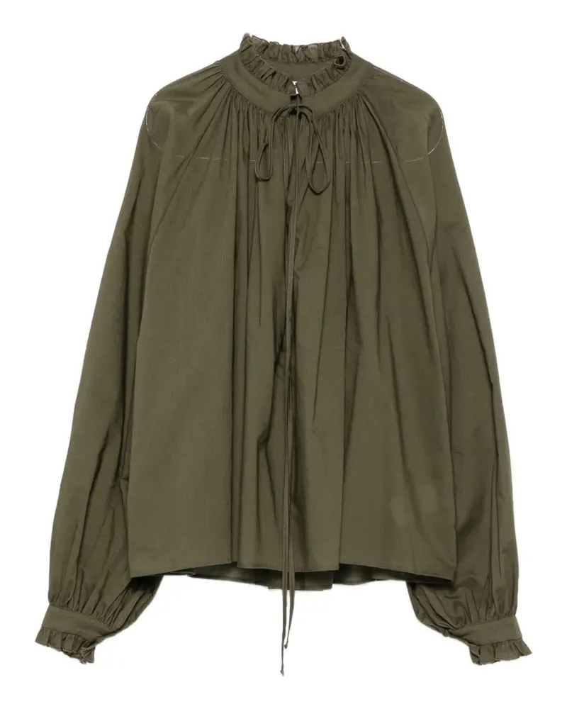 PT TORINO ruffled-trim pleated blouse - Grün Grün