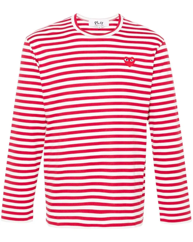 Comme des Garçons Gestreiftes T-Shirt - Rot Rot