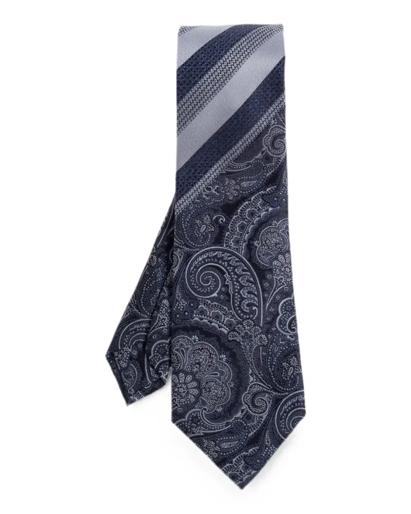 Etro paisley-print striped tie - Blau Blau