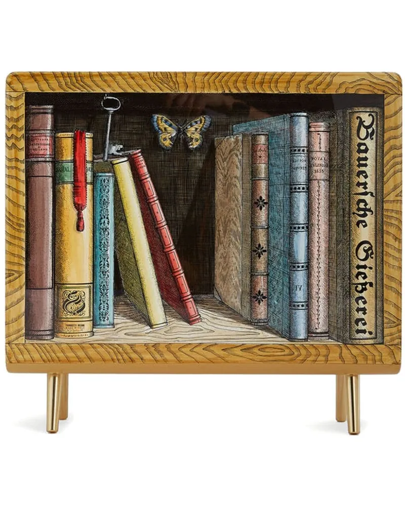 Fornasetti Handbemalter Libri Zeitschriftenständer Braun