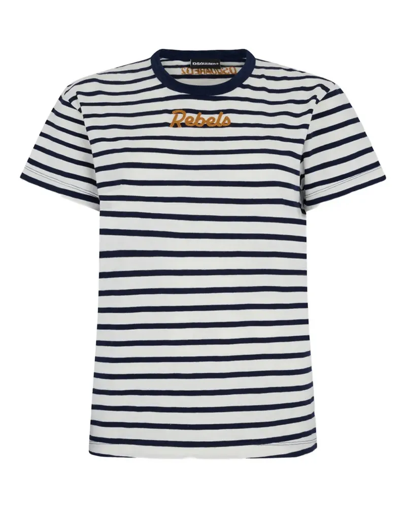 Dsquared2 Gestreiftes Just Right Fit T-Shirt - Weiß Weiß