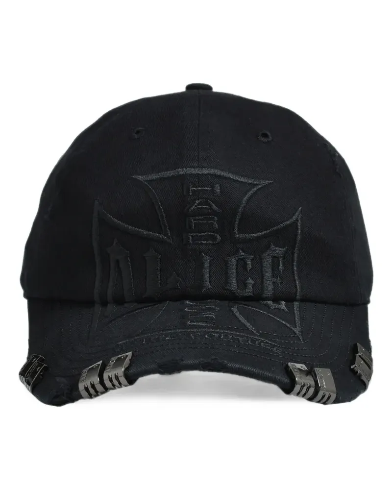 N.HOOLYWOOD distressed embroidered cap - Schwarz Schwarz