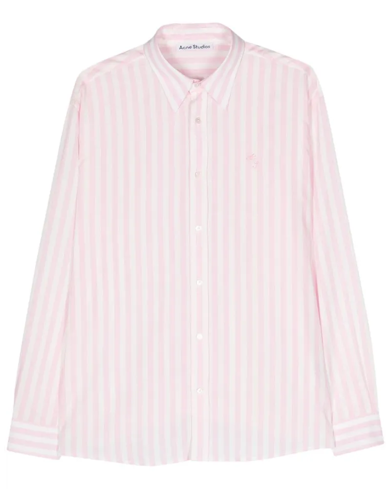 Acne Studios Gestreiftes Hemd mit Logo-Stickerei - Rosa Rosa