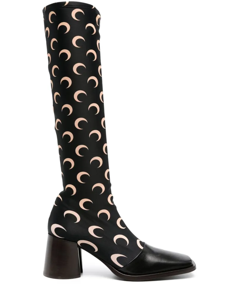 Marine Serre Kniehohe Regenerated Stiefel - Schwarz Schwarz