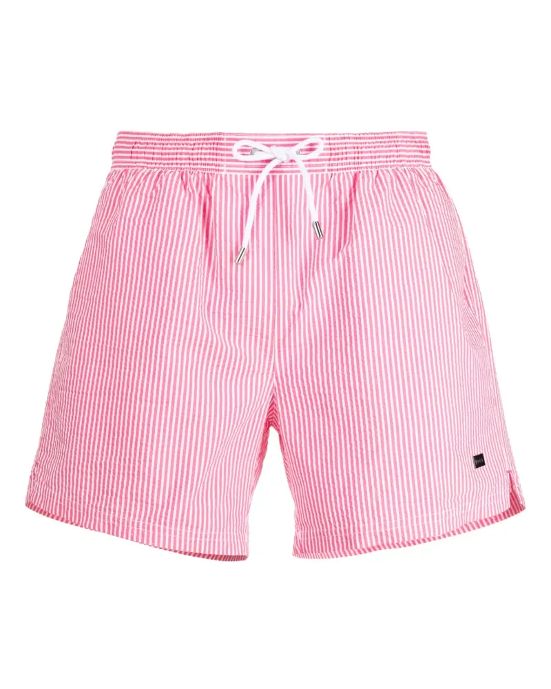 HUGO BOSS Gestreifte Velvetfish Badeshorts - Rosa Rosa