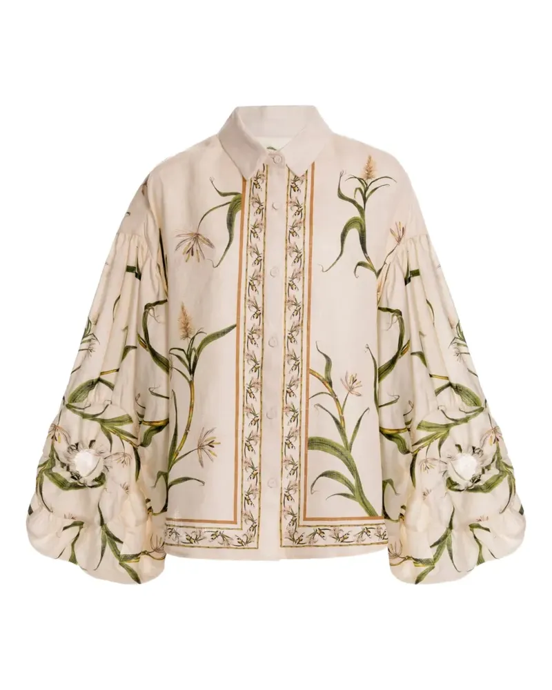 AGUA BENDITA Agar Azucar floral-print linen shirt - Weiß Weiß