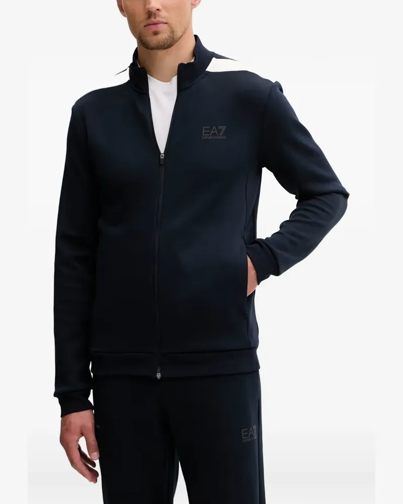 EA7 logo-print zip-up sweater - Blau Blau