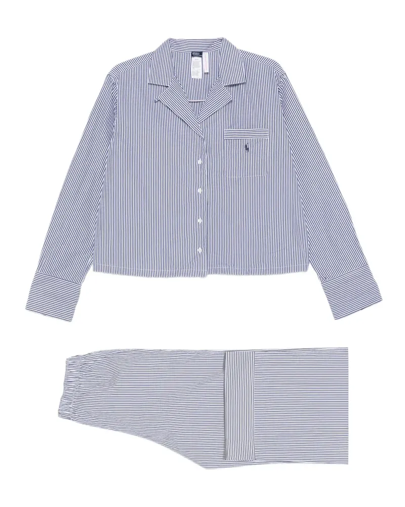 Ralph Lauren vertical-stripe logo-embroidered pyjama set (set of two) - Blau Blau