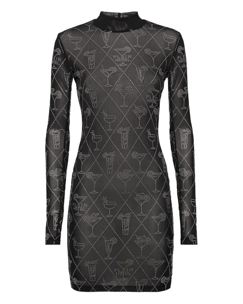 Philipp Plein Minikleid mit Kristallen - Schwarz Schwarz
