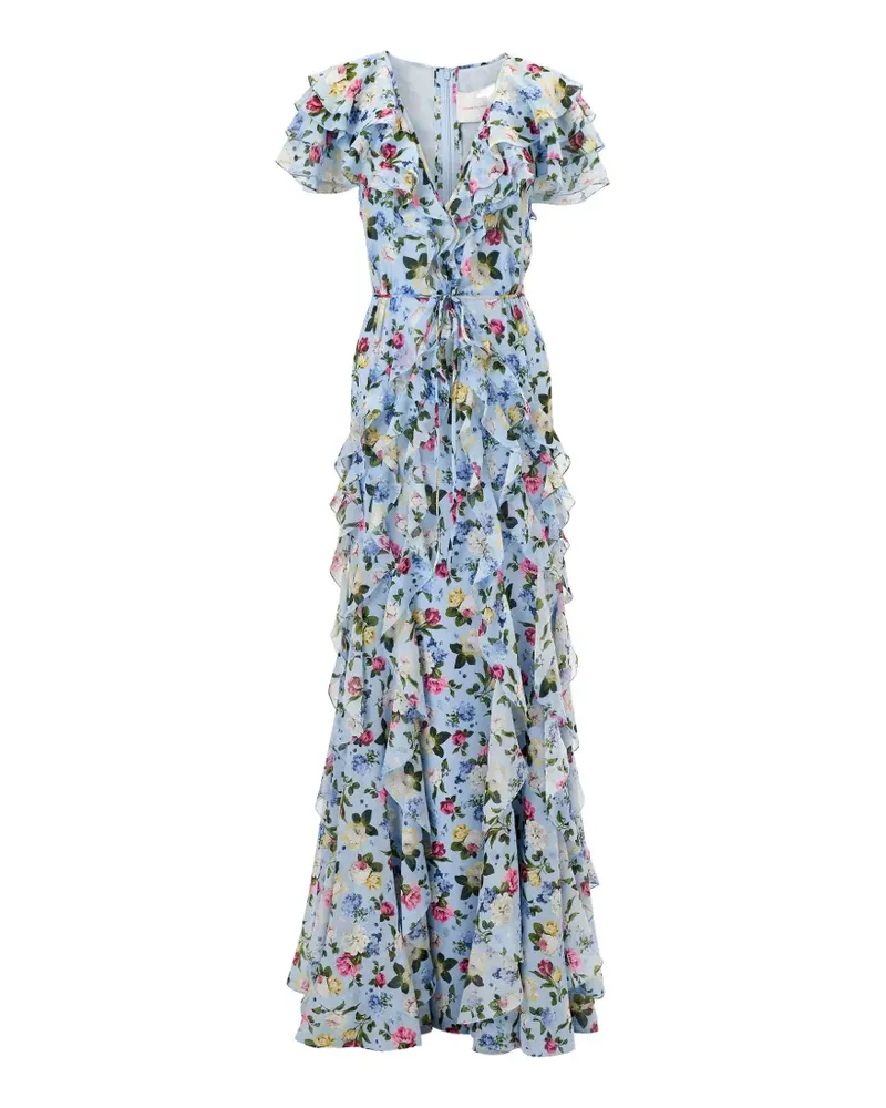 Carolina Herrera New York floral-print maxi dress - Blau Blau