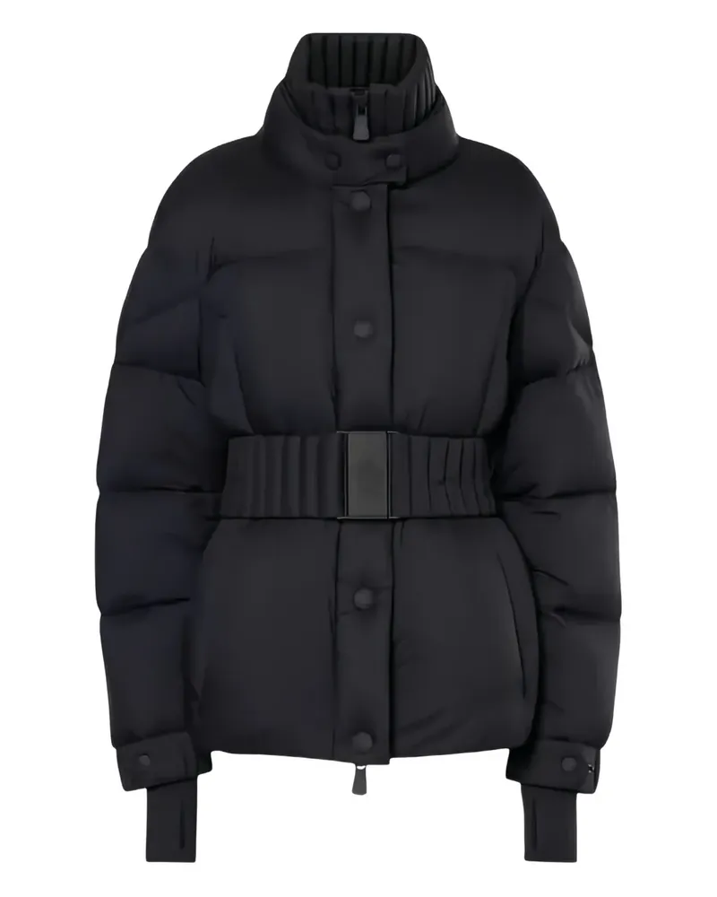 Moncler logo-patch belted coat - Schwarz Schwarz