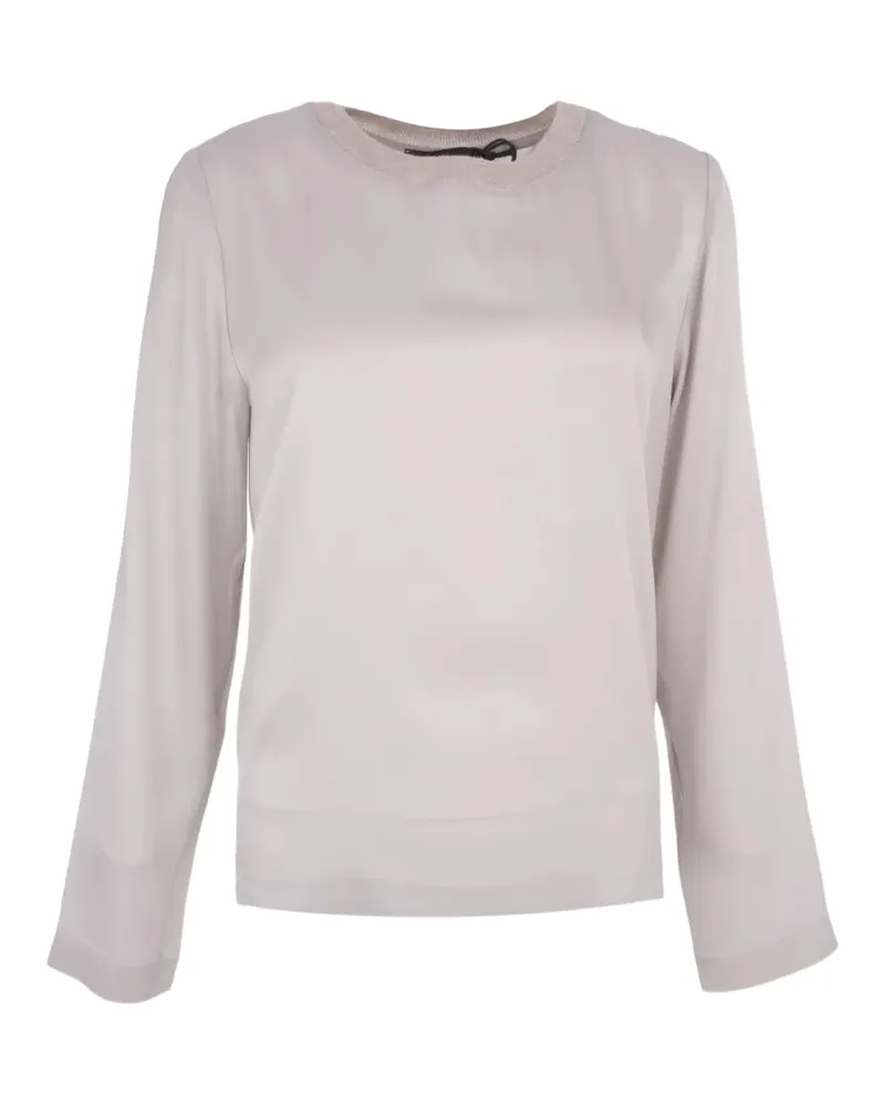 Lorena Antoniazzi Landarmshirt mit Metallic-Borten - Nude Nude