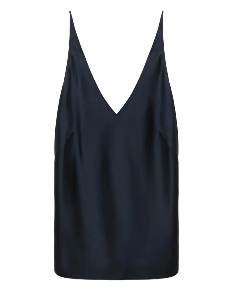Dorothee Schumacher Seidentop mit V-Ausschnitt - Blau Blau