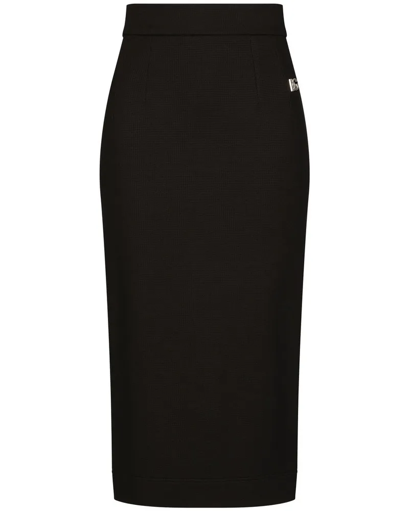 Dolce & Gabbana Midirock in Milano Rib - Schwarz Schwarz