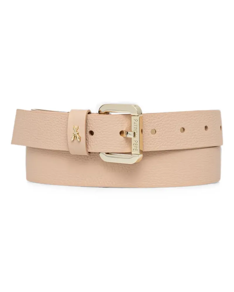 Patrizia Pepe Fly-plaque pebbled calf leather belt - Nude Nude
