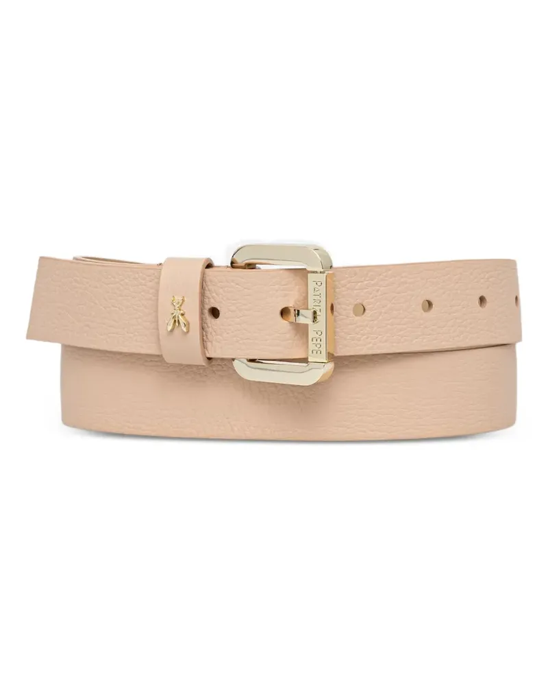 Patrizia Pepe Fly-plaque pebbled calf leather belt - Nude Nude