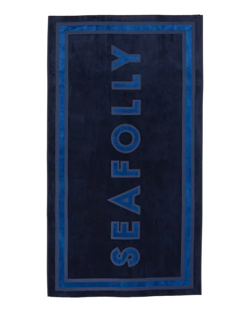 Seafolly Australia Summer Solstice logo fringed beach towel - Blau Blau