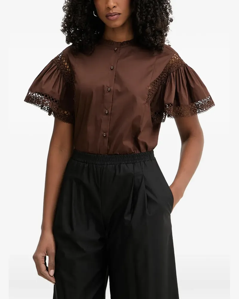Twin-Set lace-trim ruffled-sleeve blouse - Braun Braun