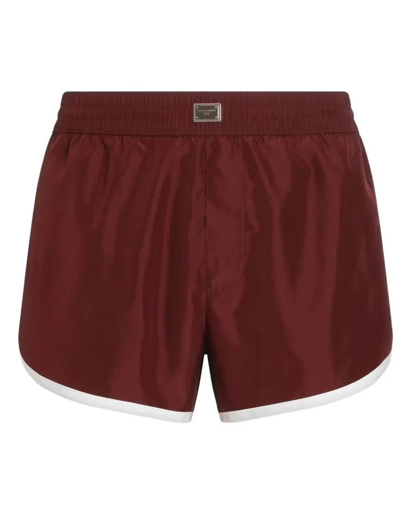 Dolce & Gabbana Badeshorts mit Logo-Schild - Rot Rot
