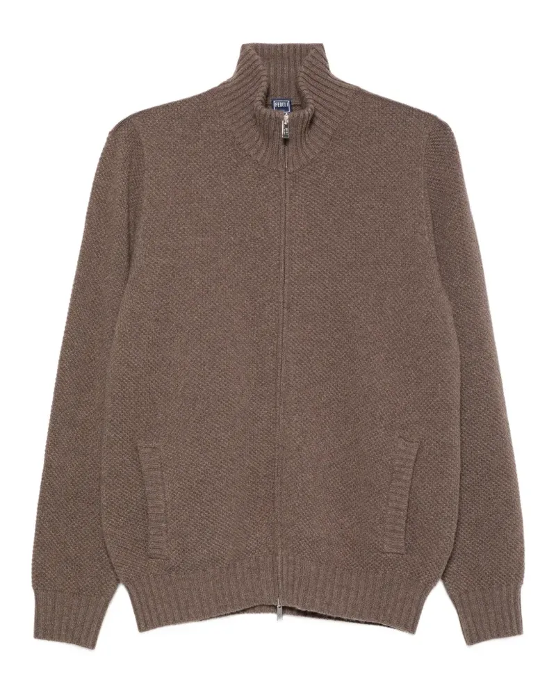 Fedeli zip-up ribbed-knit cardigan - Braun Braun