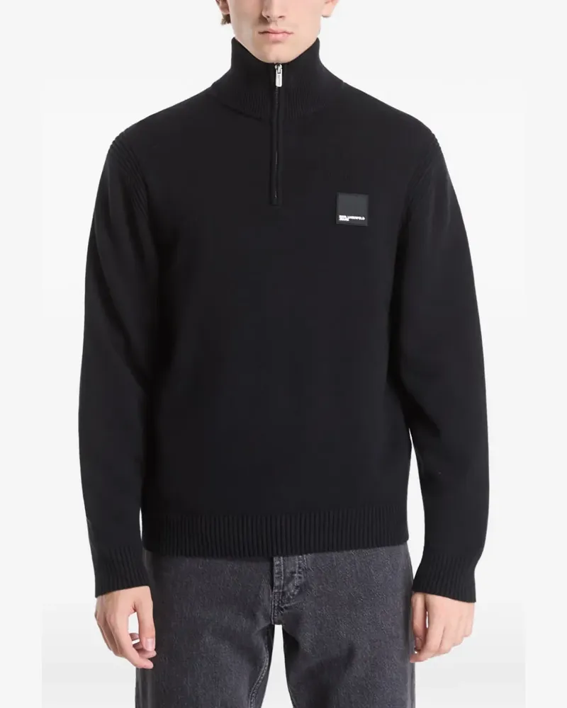 Karl Lagerfeld Sweatshirtjacke mit Logo-Patch - Schwarz Schwarz