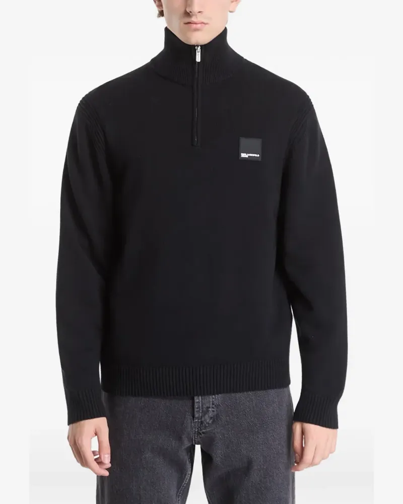 Karl Lagerfeld Sweatshirtjacke mit Logo-Patch - Schwarz Schwarz