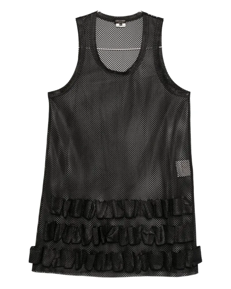 Comme des Garçons ruffled mesh tank top - Schwarz Schwarz