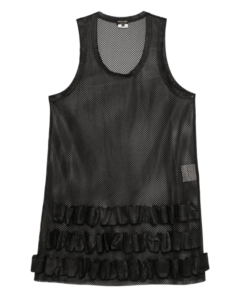 Comme des Garçons Gerüschtes Mesh-Tanktop - Schwarz Schwarz
