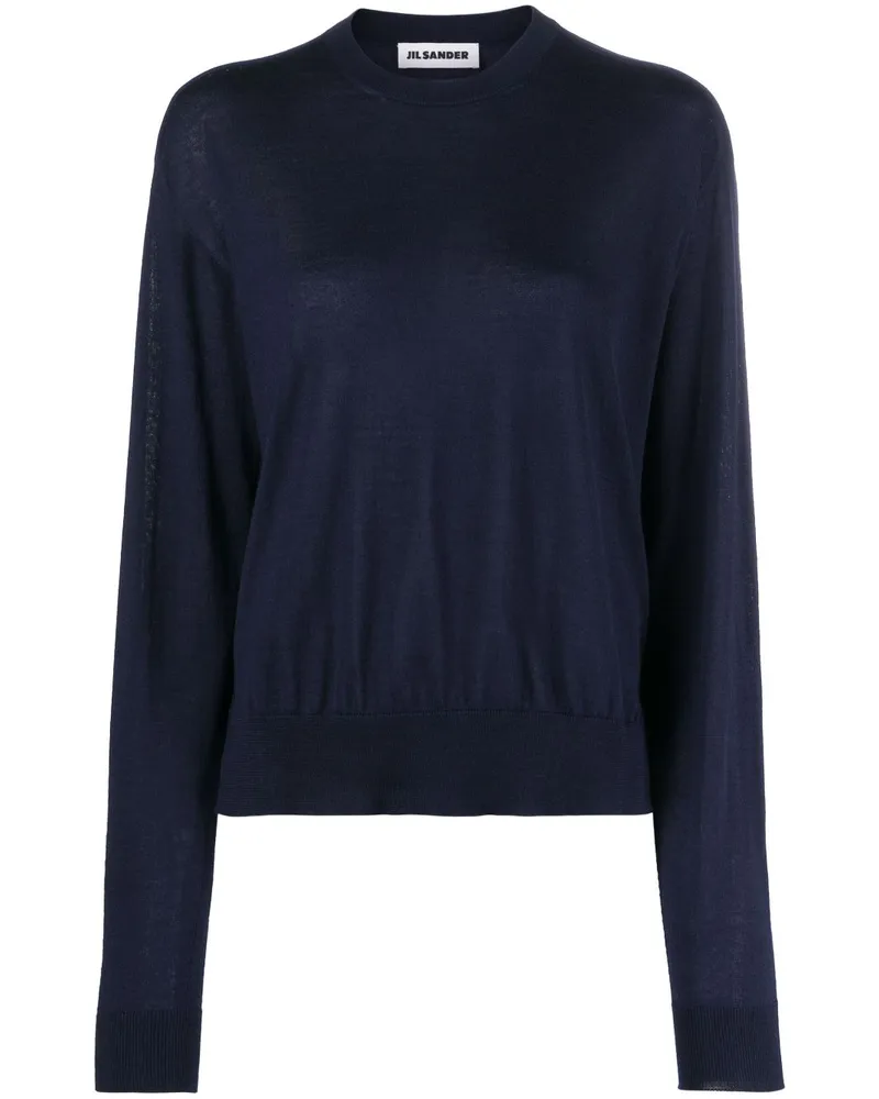 Jil Sander Gerippter Pullover mit rundem Ausschnitt - Blau Blau