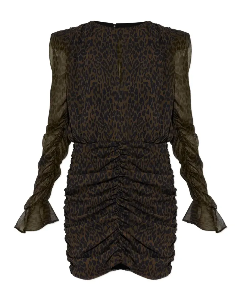 ROTATE Birger Christensen Gerafftes Minikleid mit Blumen - Braun Braun