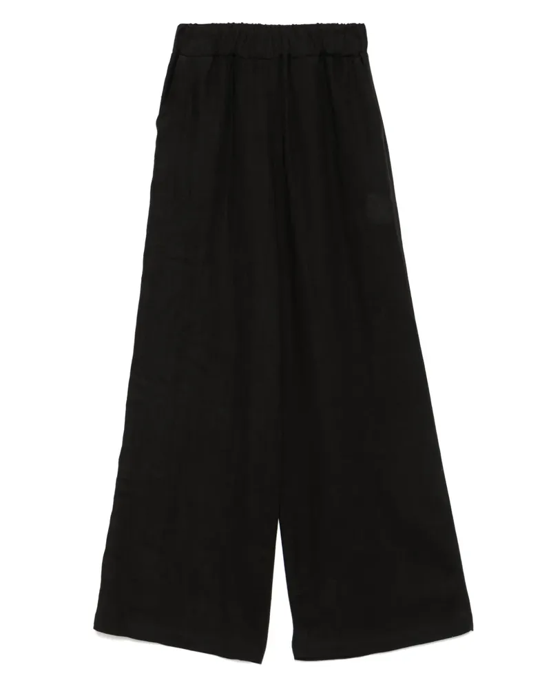 Kaos Leinenhose mit weitem Bein - Schwarz Schwarz